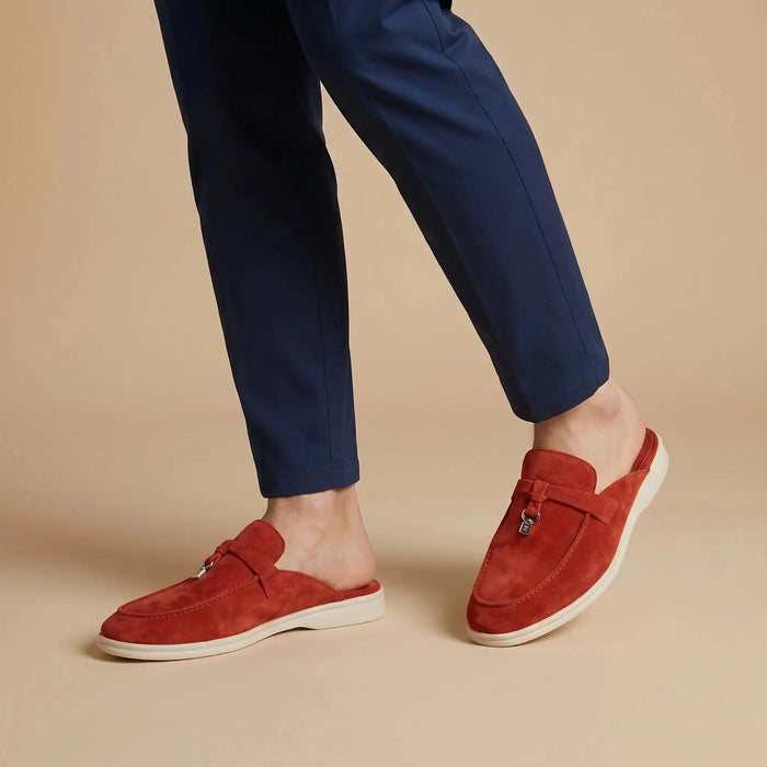 Men's suede mule loafers by LondonLaneStore, stylish open-back slip-on shoes with a sleek design and comfortable fit.