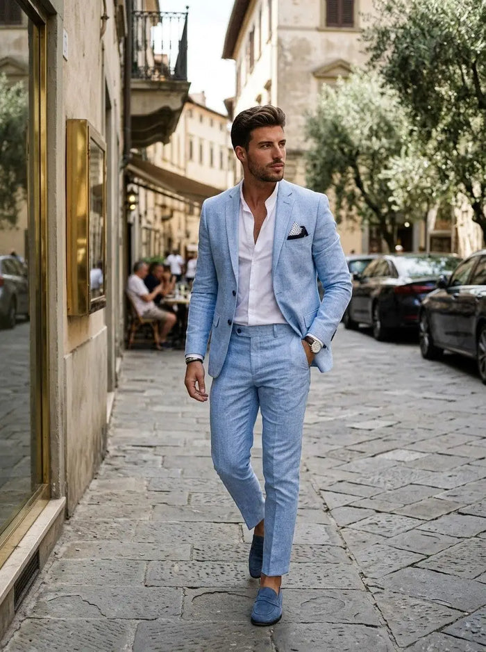 Men's tailored two-piece wedding suit from LondonLaneStore, featuring a classic fit and elegant formal design for special occasions.