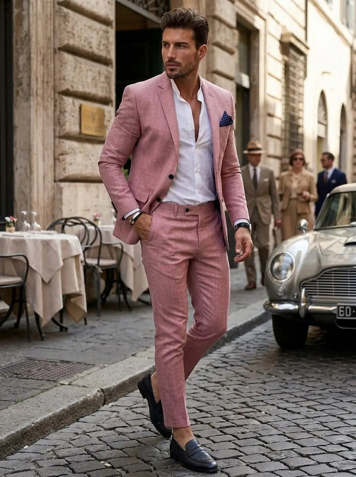 Men's tailored two-piece wedding suit by LondonLaneStore featuring a classic fit and elegant formal style, perfect for special occasions.