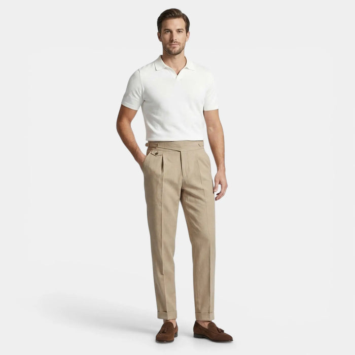 Men's woven cropped suit pants by LondonLaneStore featuring stylish mid waist dress trousers with a comfortable regular fit.