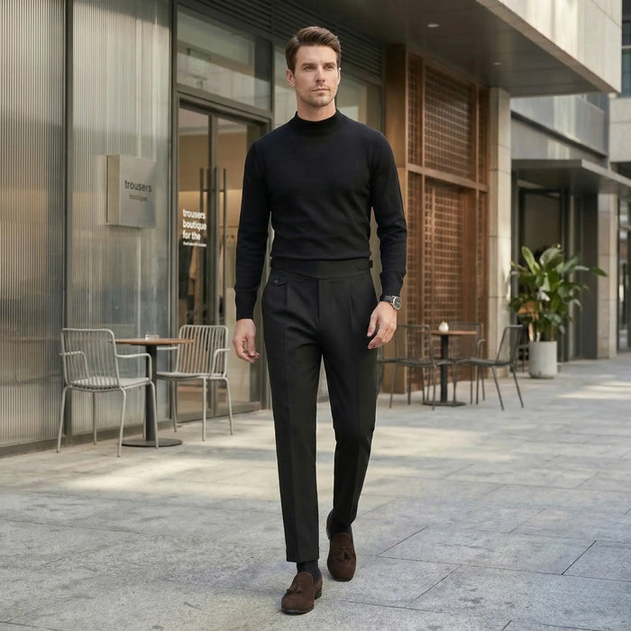 Men's woven cropped suit pants from LondonLaneStore, stylish mid-waist dress trousers with a comfortable regular fit.