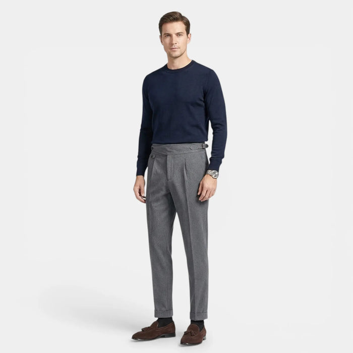 Men's woven cropped suit pants from LondonLaneStore, mid-waist dress trousers with a comfortable regular fit.