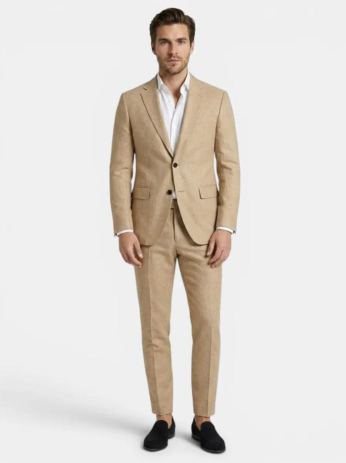 Men's woven suit set featuring a tailored blazer and slim fit trousers, perfect for formal occasions, by LondonLaneStore.