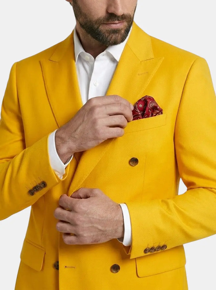 Men's woven wedding suit by LondonLaneStore featuring an elegant double-breasted design, tailored fit, and classic groomsmen attire.