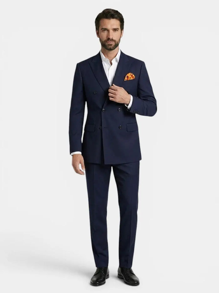Men's woven wedding suit by LondonLaneStore, elegant double-breasted groomsmen attire featuring tailored fit and classic style.