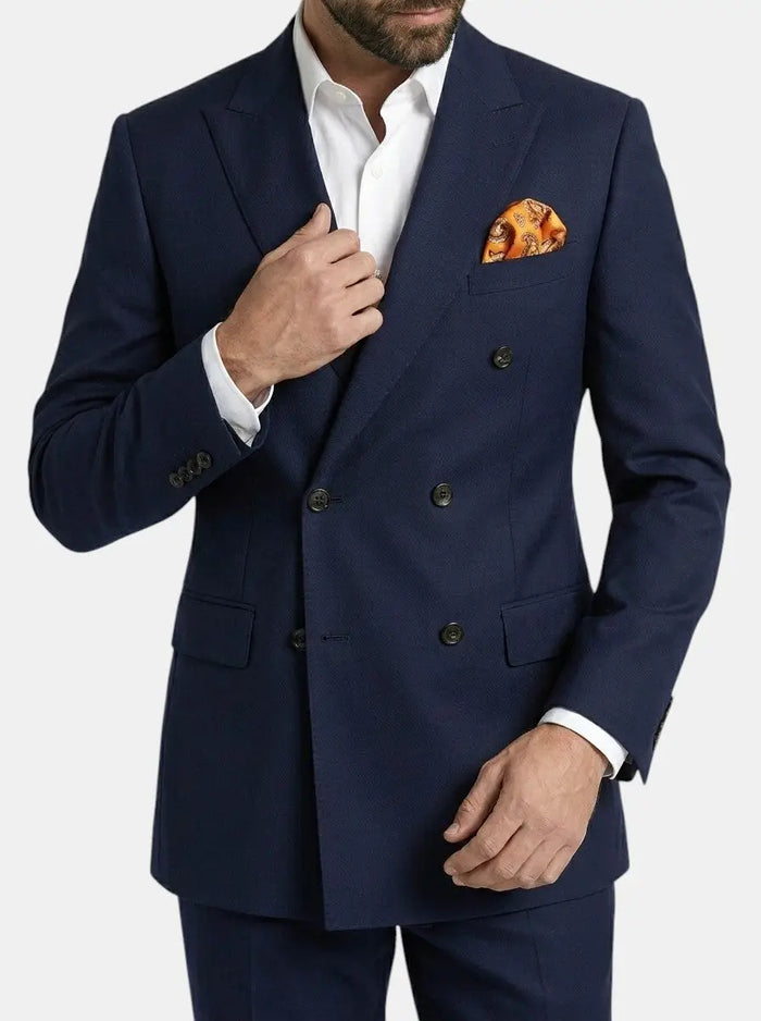 Men's woven wedding suit by LondonLaneStore, elegant double-breasted groomsmen suit with tailored fit and classic style.