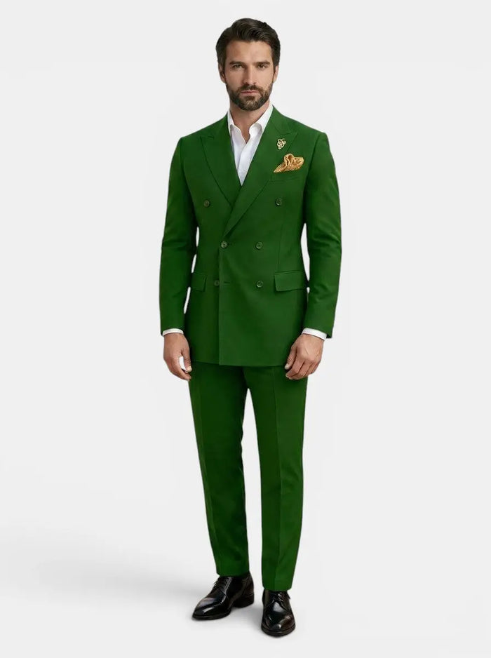 Men's woven wedding suit by LondonLaneStore, elegant double-breasted design, tailored fit, suitable for groomsmen.