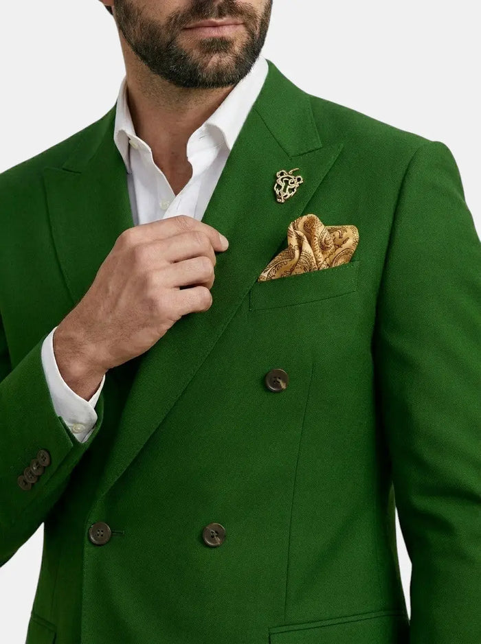 Men's woven wedding suit by LondonLaneStore featuring an elegant double-breasted design, tailored for groomsmen attire.