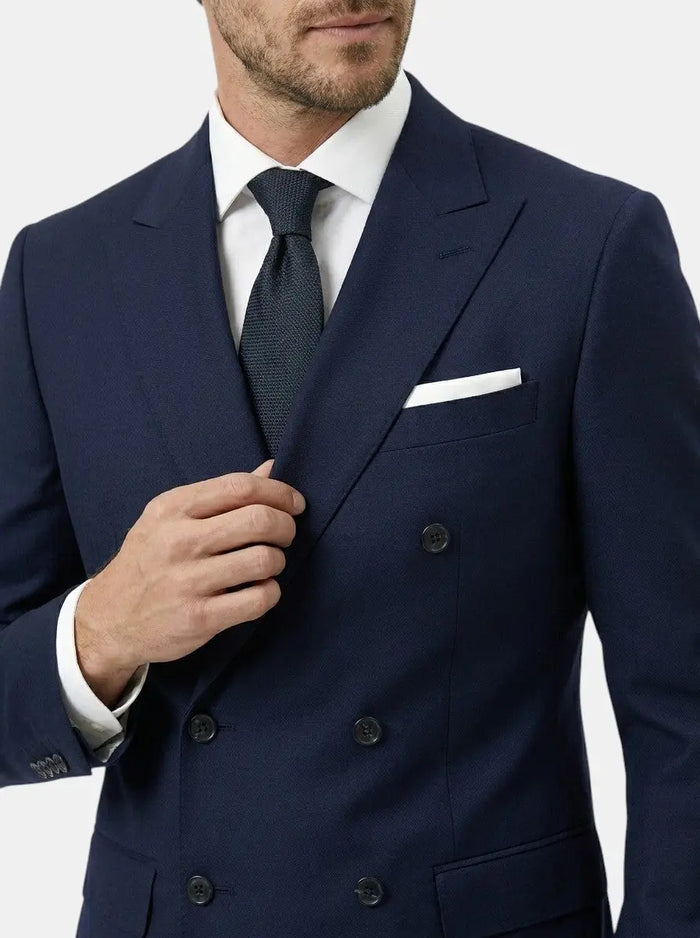 Men's woven wedding suit set by LondonLaneStore featuring a double-breasted blazer and matching trousers, ideal for formal occasions.