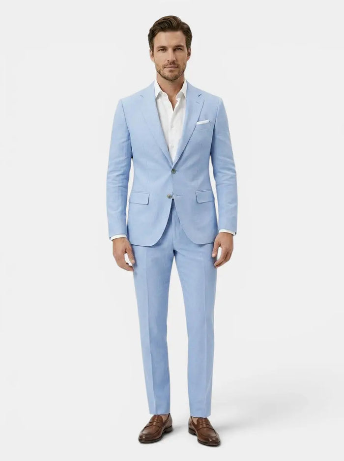 Men's woven wedding suit set featuring a tailored single-breasted blazer and matching trousers, stylish and formal men's suit from LondonLaneStore.