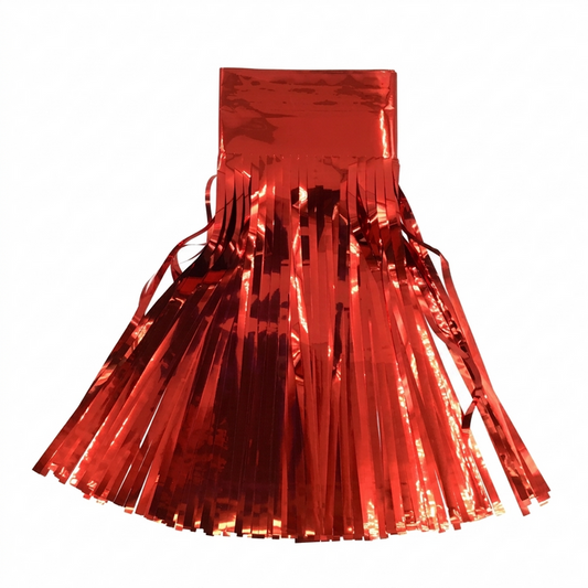 Metallic Red Tinsel Table Skirt Strip