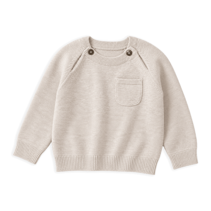 Milan Earthy Sweater Knit Baby Raglan Pullover, Organic Cotton