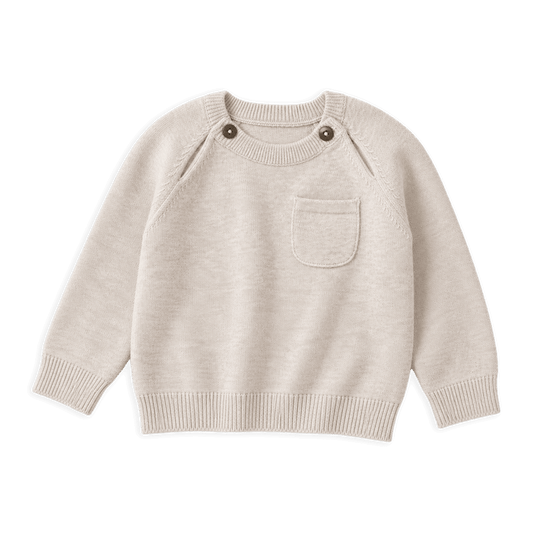 Milan Earthy Sweater Knit Baby Raglan Pullover, Organic Cotton