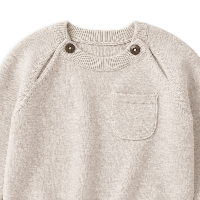Organic Cotton Milan Earthy Sweater Knit Baby Raglan Pullover, Detail