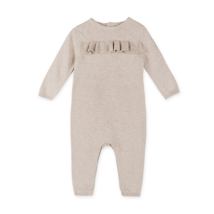 Milan Earthy Sweater Knit Ruffle Baby Jumpsuit (Organic Cotton) Viverano