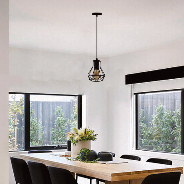 Modern Ceiling 1 Head Pendant Light Fitting Metal Black Cage~2470
