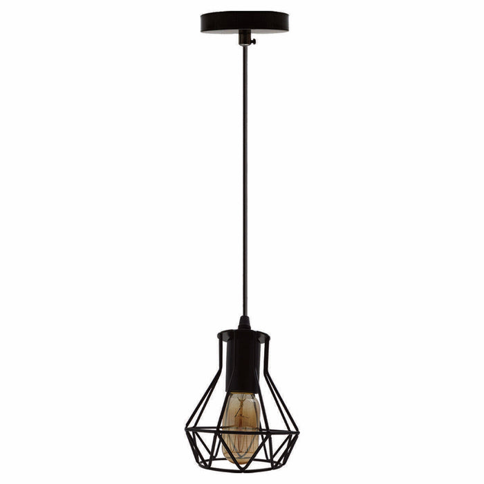 Modern Ceiling 1 Head Pendant Light Fitting Metal Black Cage~2470