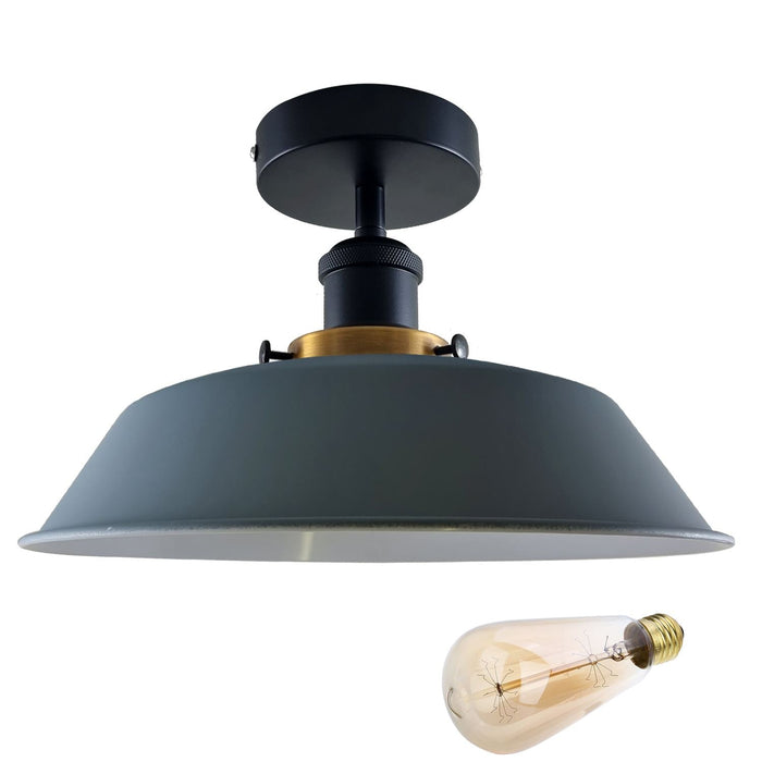 Modern Industrial Semi Flush Mount Metal Ceiling Light~1228