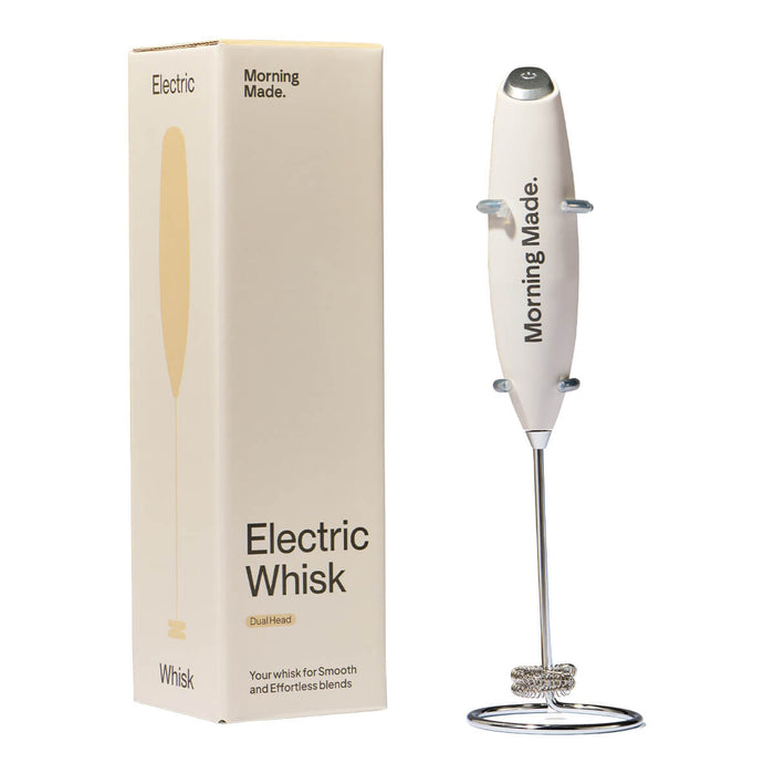 Morning Made Modern Matcha Whisk next to its box.
