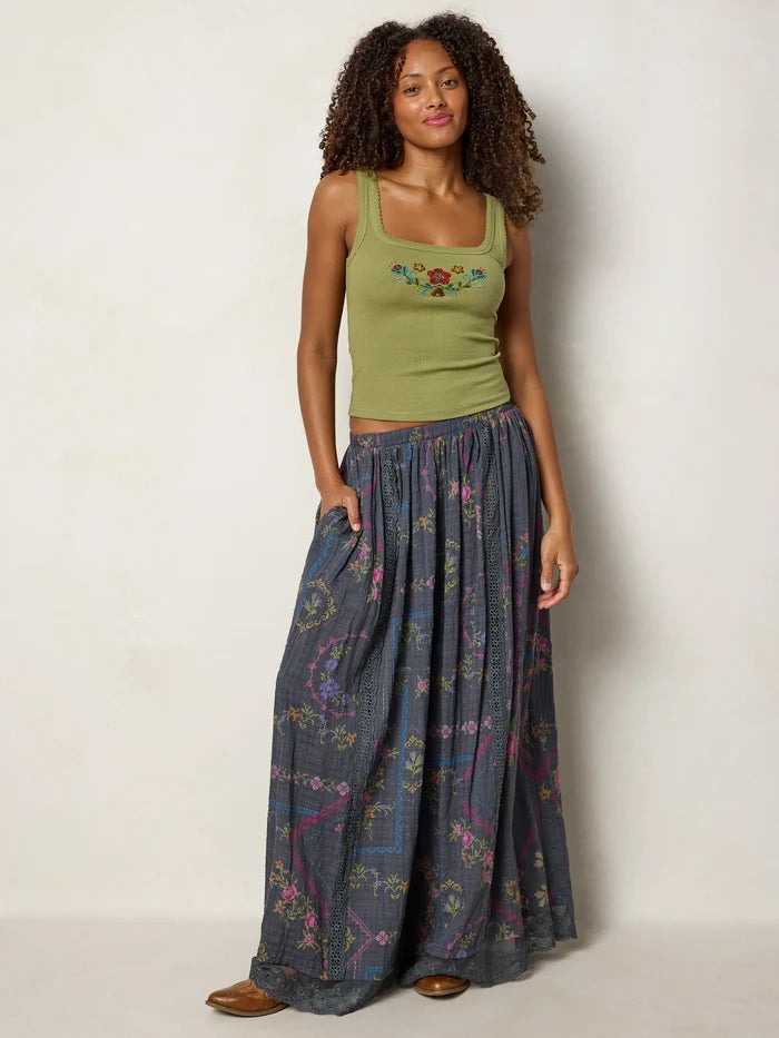 Mona Beaded Tank - Olive Floral-view 2
