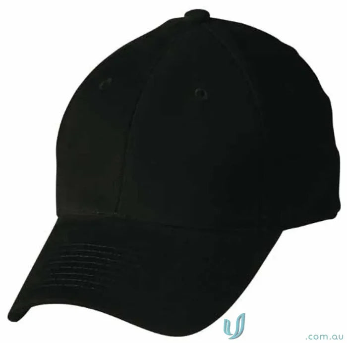 Black heavy brushed cotton cap from MOQ100 Embroidered Caps with price includes embroidery