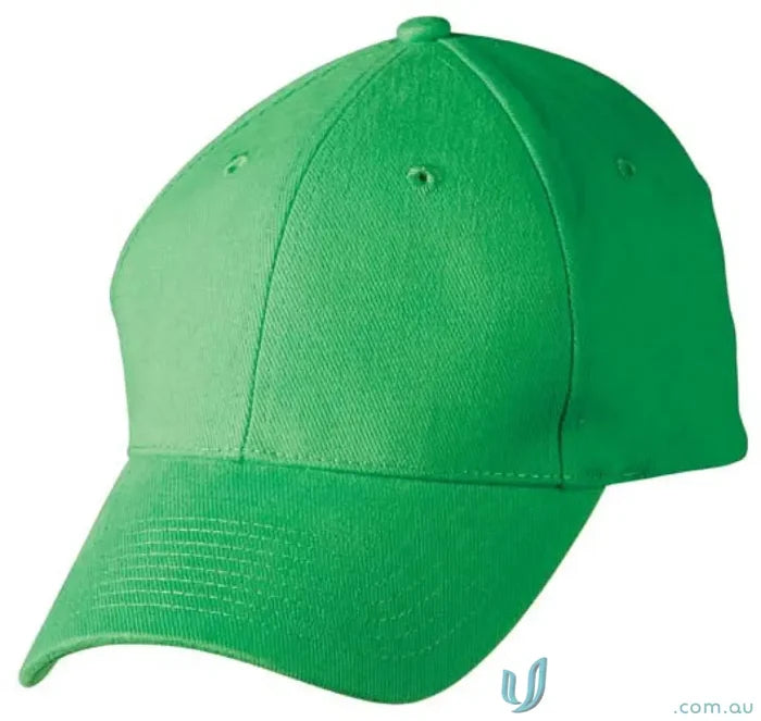 Green heavy brushed cotton baseball cap from MOQ100 embroidered caps with price includes embroidery