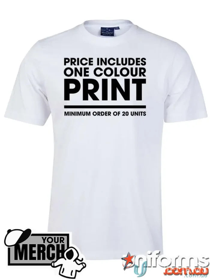 White T-shirt made of combed cotton from MOQ100 Printed YOUTH Tee, great for uniforms or workwear