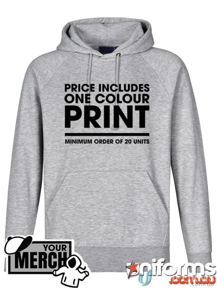 Fleecy gray hooded sweatshirt ideal for uniforms and workwear - MOQ1000 Printed ADULT Hoodie