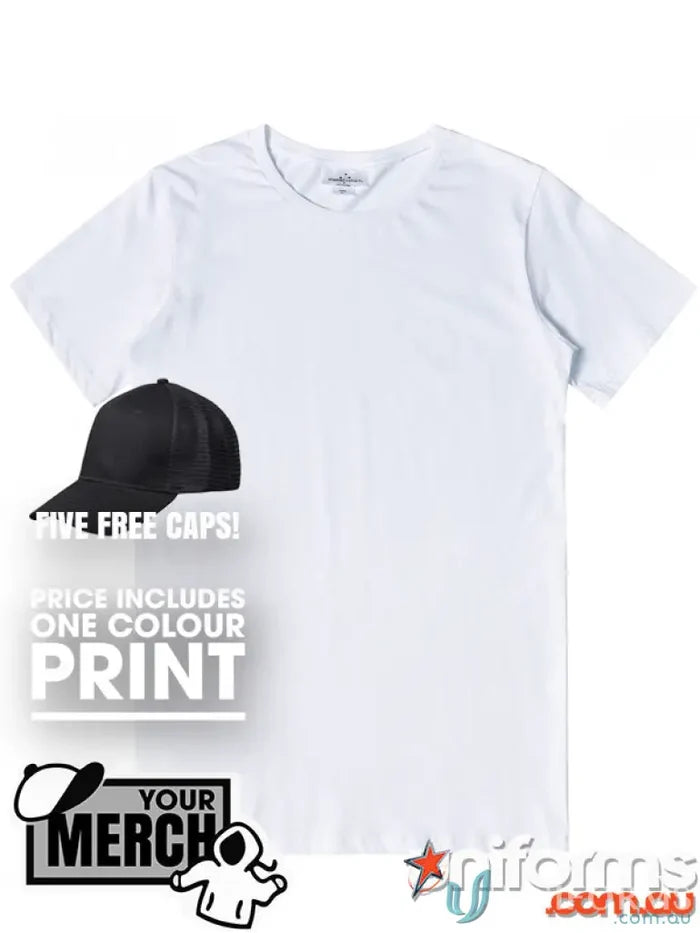 White v-neck T-shirt from MOQ25 Printed ADULT Tee, perfect for workwear and uniforms