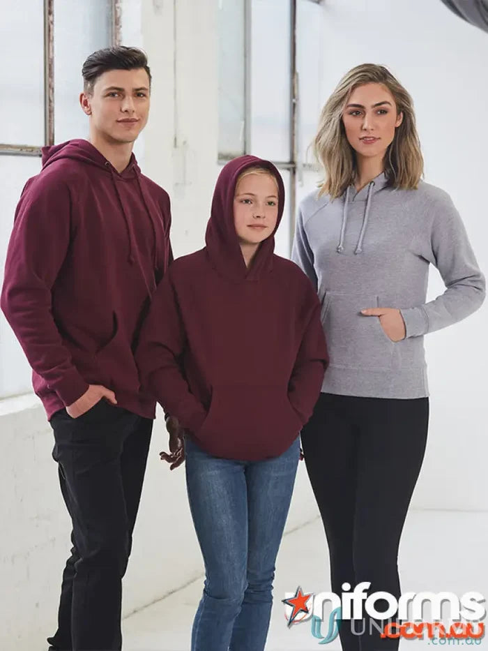 Three people in stylish MOQ250 Printed LADIES Hoodie uniforms casual workwear