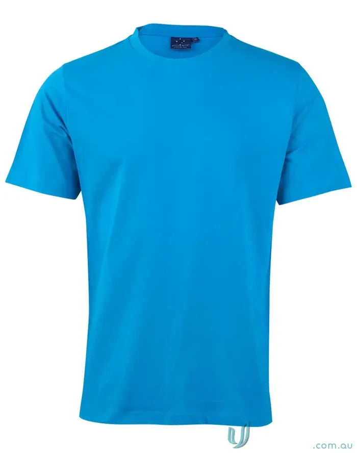 Turquoise short-sleeved MOQ250 Printed YOUTH Tee made of combed cotton for uniforms or workwear