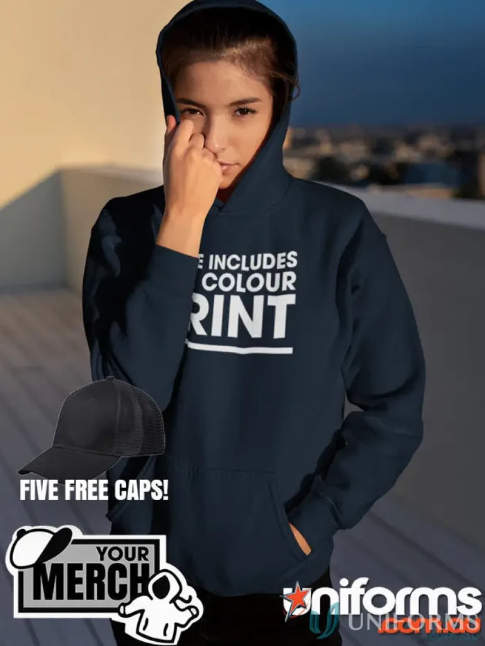 Navy hoodie from MOQ50 Printed YOUTH Hoodie perfect for uniforms and workwear