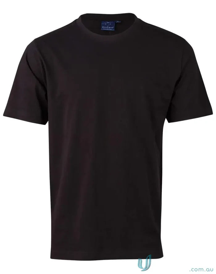 Black combed cotton short-sleeved T-shirt from MOQ50 Printed YOUTH Tee, perfect for uniforms or workwear