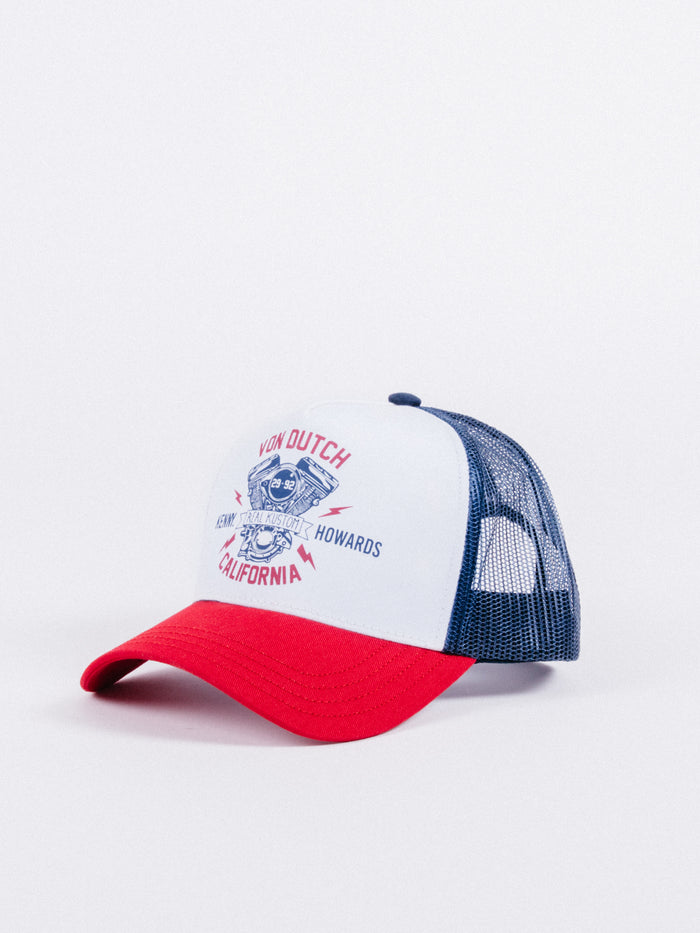 gorra Von Dutch Mot/BluTrucker Red/Blue visera curva rejilla ajustable moto