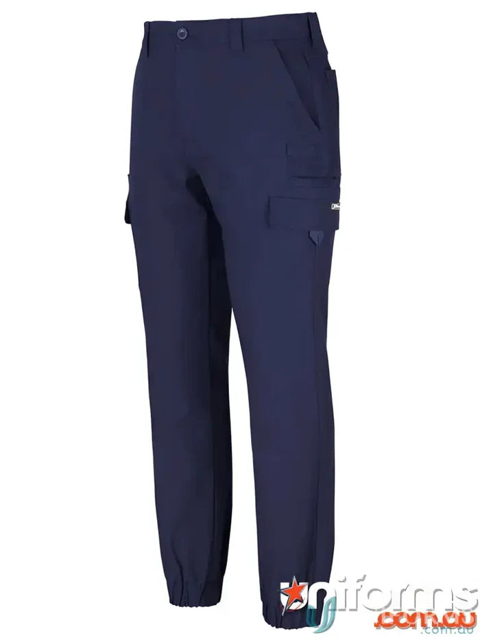 Navy blue stretch canvas cargo pants from Multi Pocket Stretch Canvas Jogger, perfect for workwear and uniforms