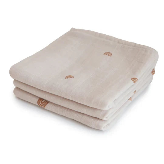 Mushie - Muslin Cloth - Organic Cotton - Pack Of 3 - Rainbow