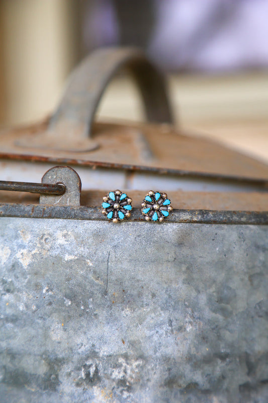 Navajo Zuni Kingman Cluster Stud Made by Tricia Leekity