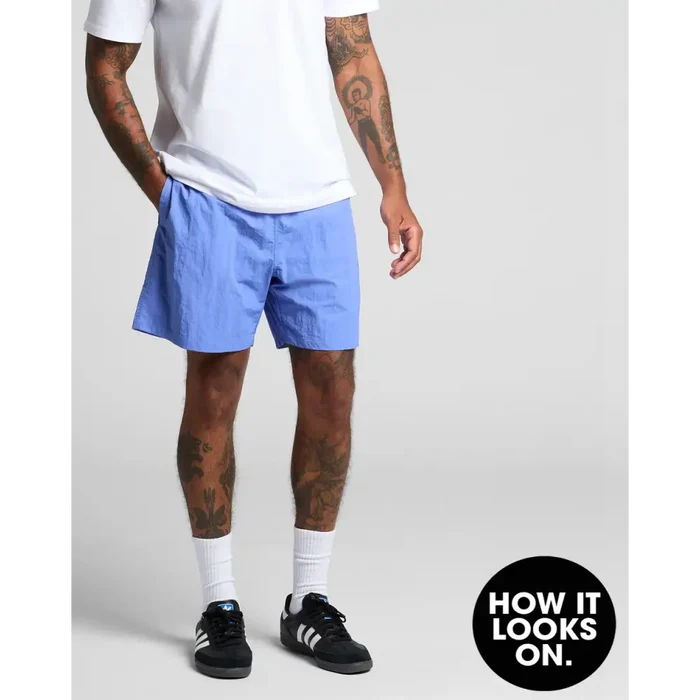 Light blue lightweight fabric shorts with relaxed fit ideal for comfortable workwear or casual uniforms use