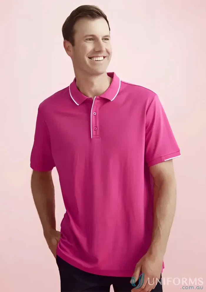 Man wearing NBCF Pink Polo, stylish men’s pink short for Bizcare Men’s Pink collection