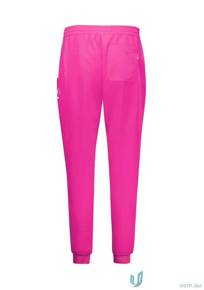 Unisex pink scrub pants featuring Fuchsia jogger style for NBCF Pink V-Neck Scrub Pant