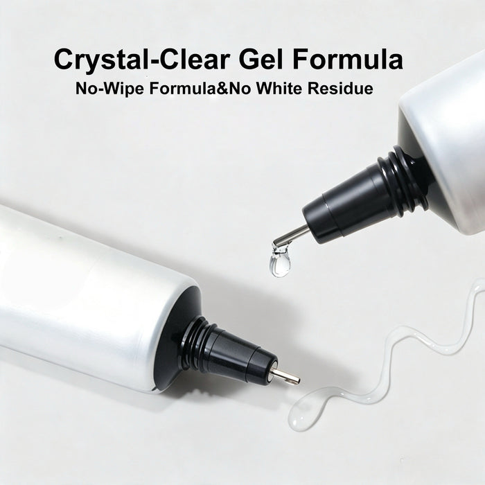 No‑Wipe Nail Gap‑Filling Seal Gel, Precision Dual Needle Tip Tube, Seal Press‑On Nail Gaps & Fill Rhinestone Spaces, Clear Non‑Hazing Gel, 20g