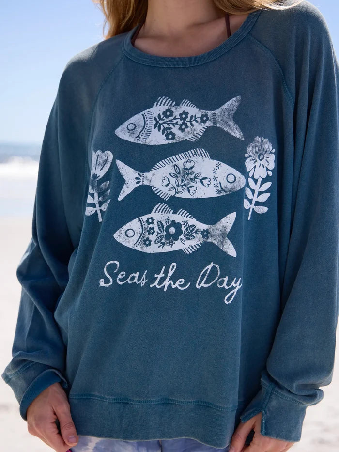 Old School Cotton Sweatshirt - Seas The Day-view 2
