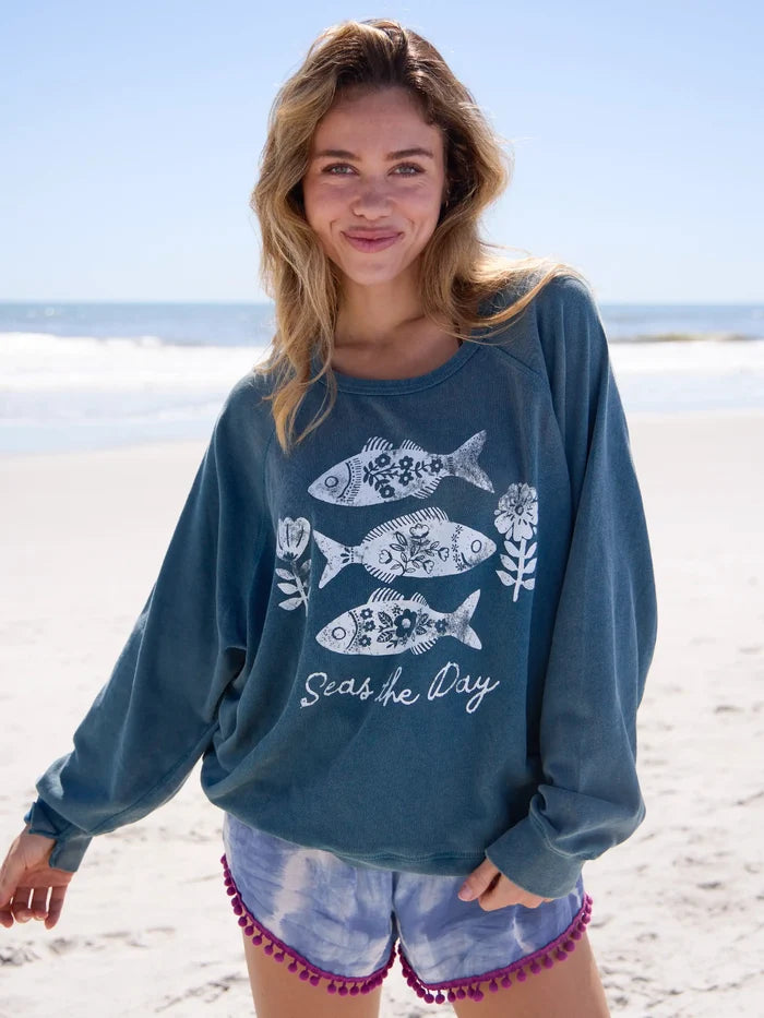 Old School Cotton Sweatshirt - Seas The Day-view 6