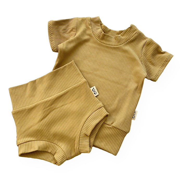 Olive Ribbed Summer Lounge Set