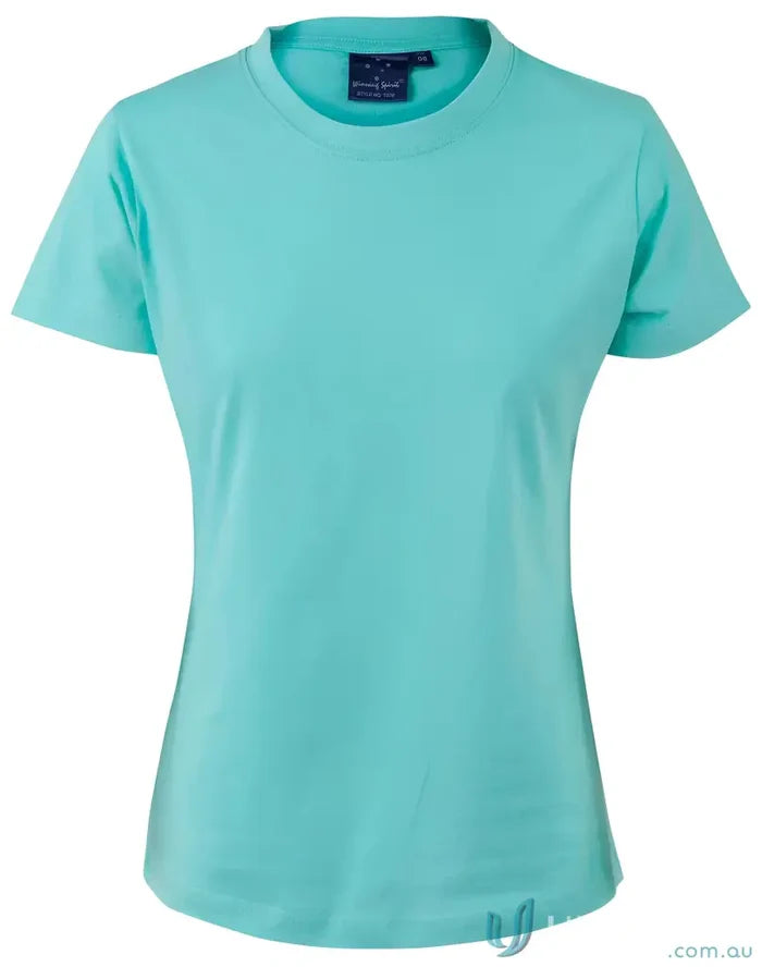 Turquoise women’s t-shirt made of combed cotton, perfect for uniforms or workwear