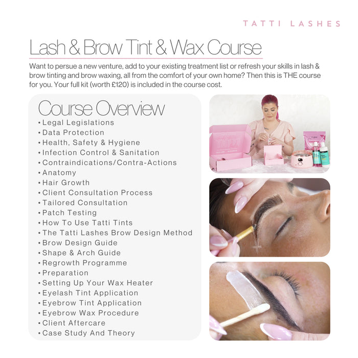 Online Lash & Brow Tint & Wax Training Course with Kit