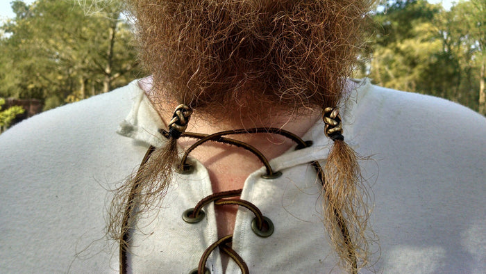 Model wearing Open Weave Hair Bead - Gold Finish Braid & Dreadlock Accessory