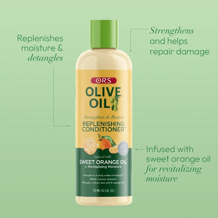 ORS Olive Oil Strengthen and Restore Replenishing Conditioner for Revitalizing Moisture (12.25 oz)
