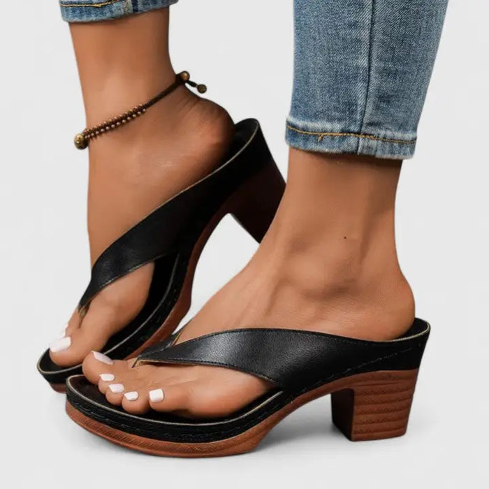 Elegant women's orthopedic closed-toe heels with a block heel and classic pump design, offering comfortable support and stylish look.