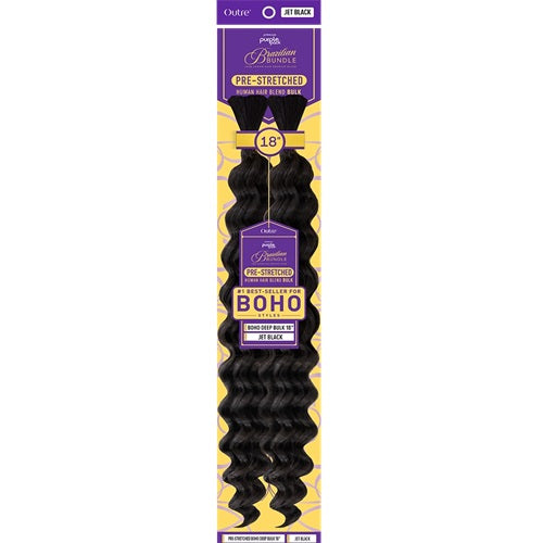 OUTRE Purple Pack Brazilian Bundle - 100% Human Hair Blend Pre-Stretched Boho Deep Bulk 18"-24"